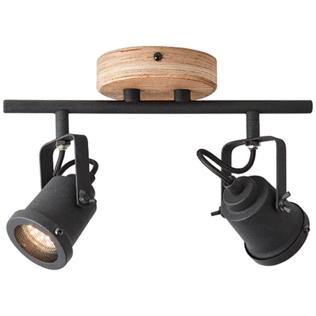 BRILLIANT Inge Spotrohr 2flg. holz dunkel/schwarz Innenleuchten,Strahler,-Rohr | 2x PAR51, GU10, 6W, geeignet für Reflektorlampen (nicht enthalten) |