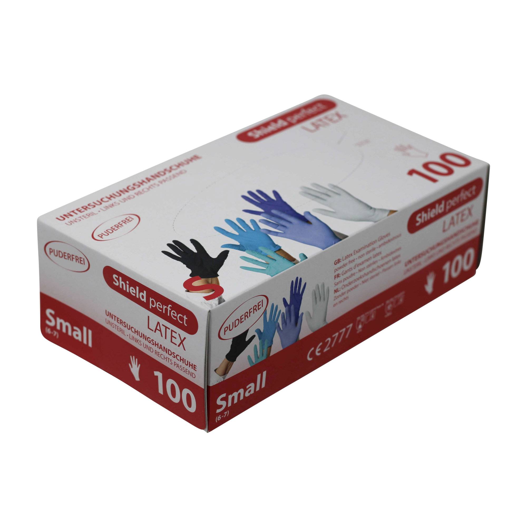 Shield Perfect Latex Untersuchungshandschuhe, puderfrei - Weiss Größe S - Box mit 100 Stück