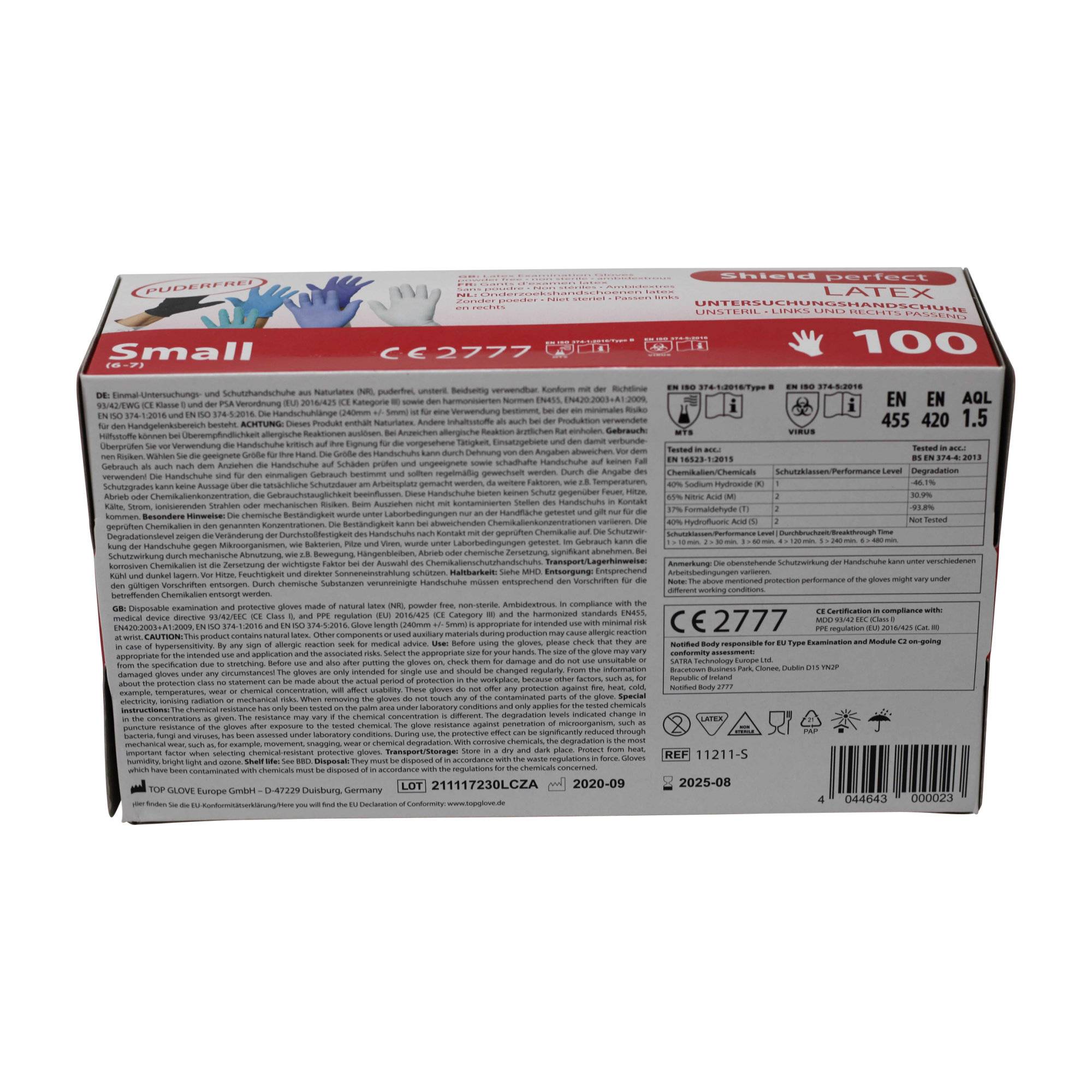 Shield Perfect Latex Untersuchungshandschuhe, puderfrei - Weiss Größe S - Box mit 100 Stück