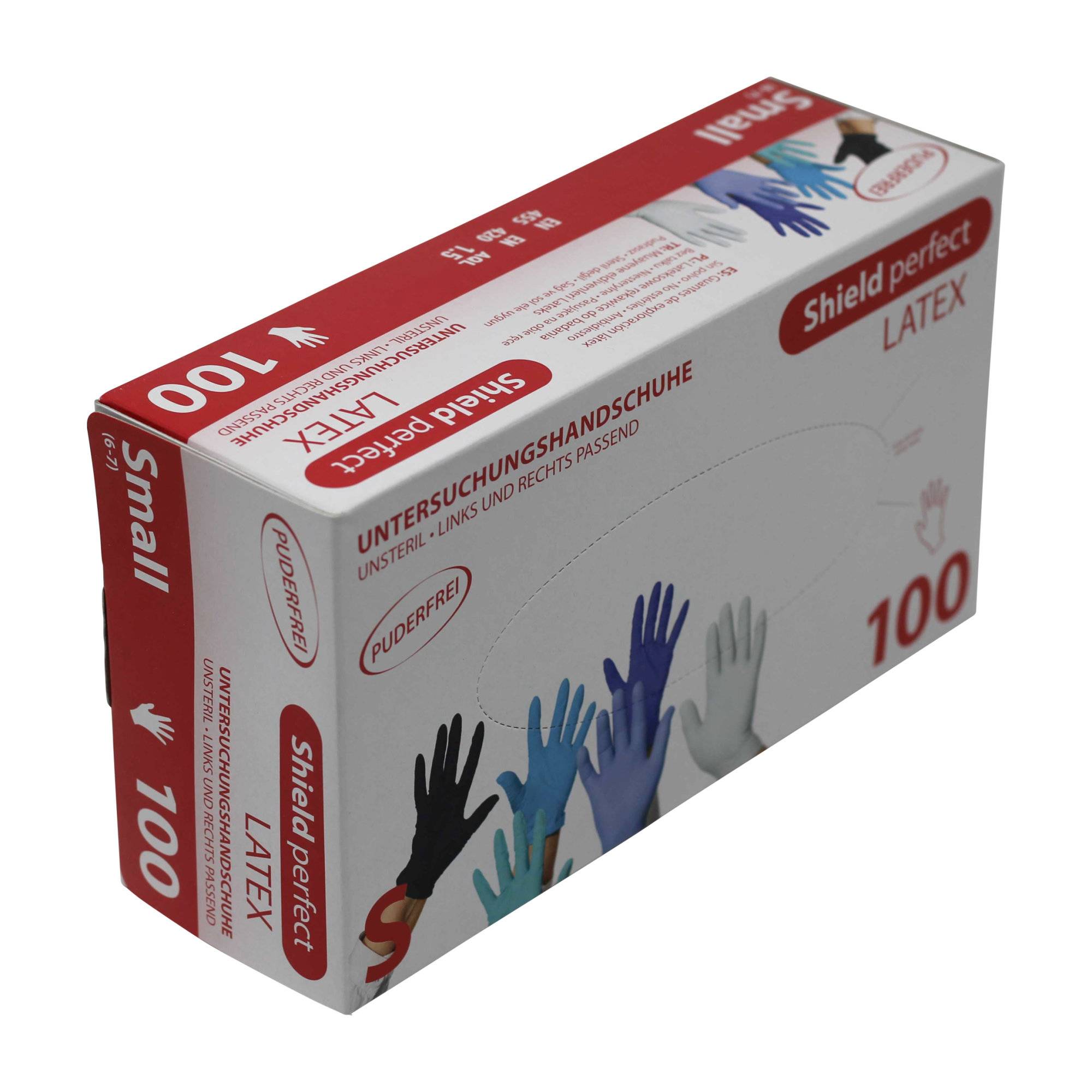 Shield Perfect Latex Untersuchungshandschuhe, puderfrei - Weiss Größe S - Box mit 100 Stück