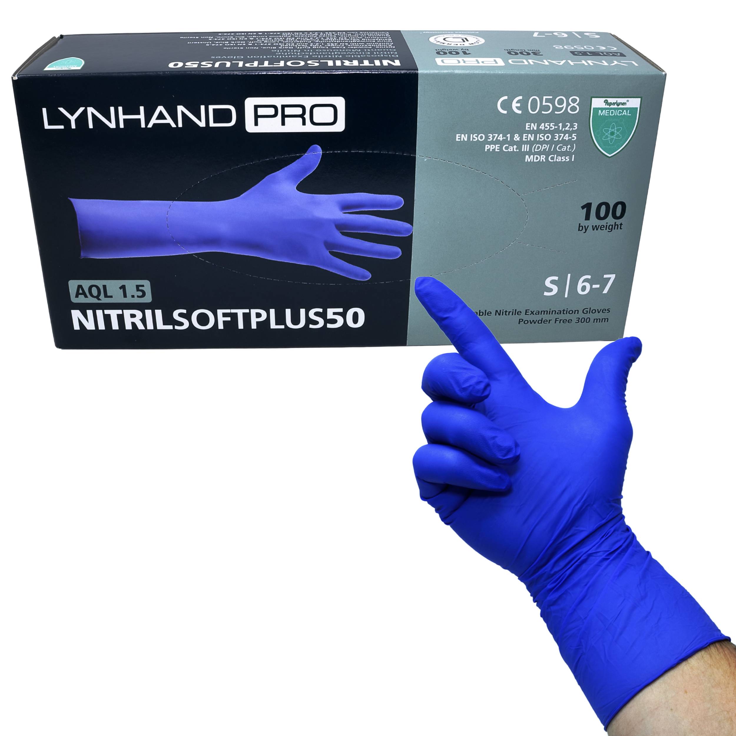 NITRILSOFT PLUS 50 - Nitrilhandschuhe S - Spenderbox mit 100 Stück