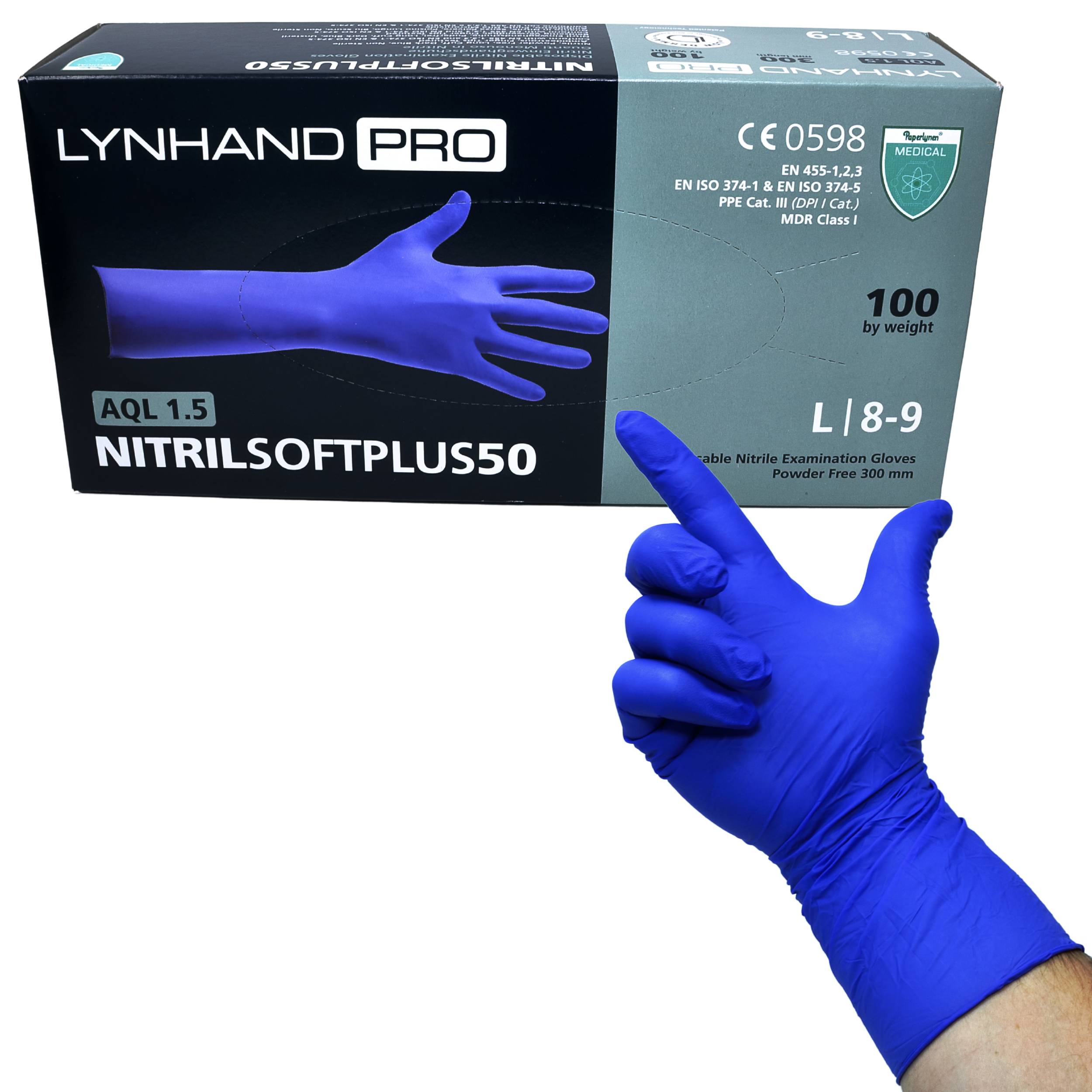 NITRILSOFT PLUS 50 - Nitrilhandschuhe L - Spenderbox mit 100 Stück