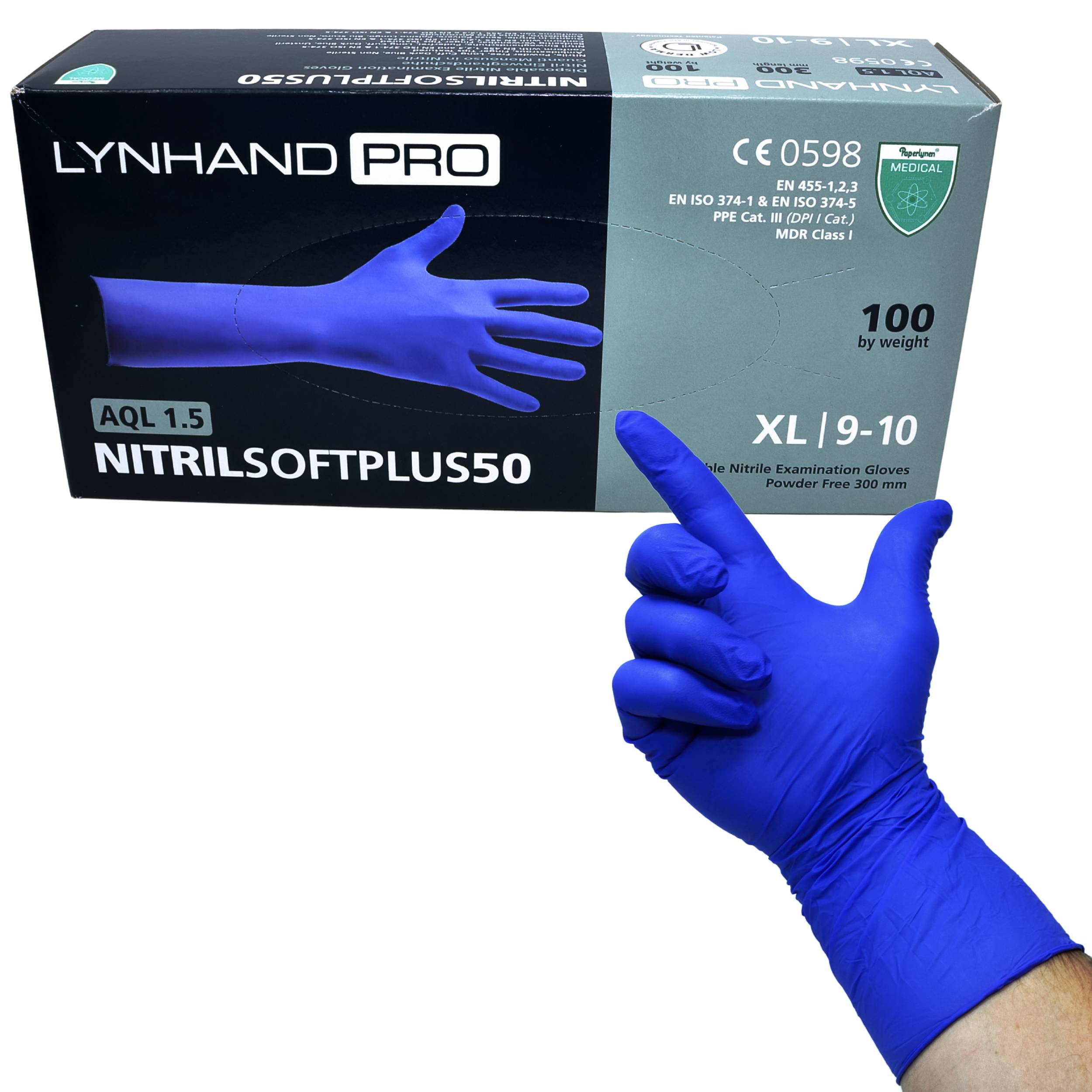 NITRILSOFT PLUS 50 - Nitrilhandschuhe - Größe XL - Spenderbox mit 100 Stück