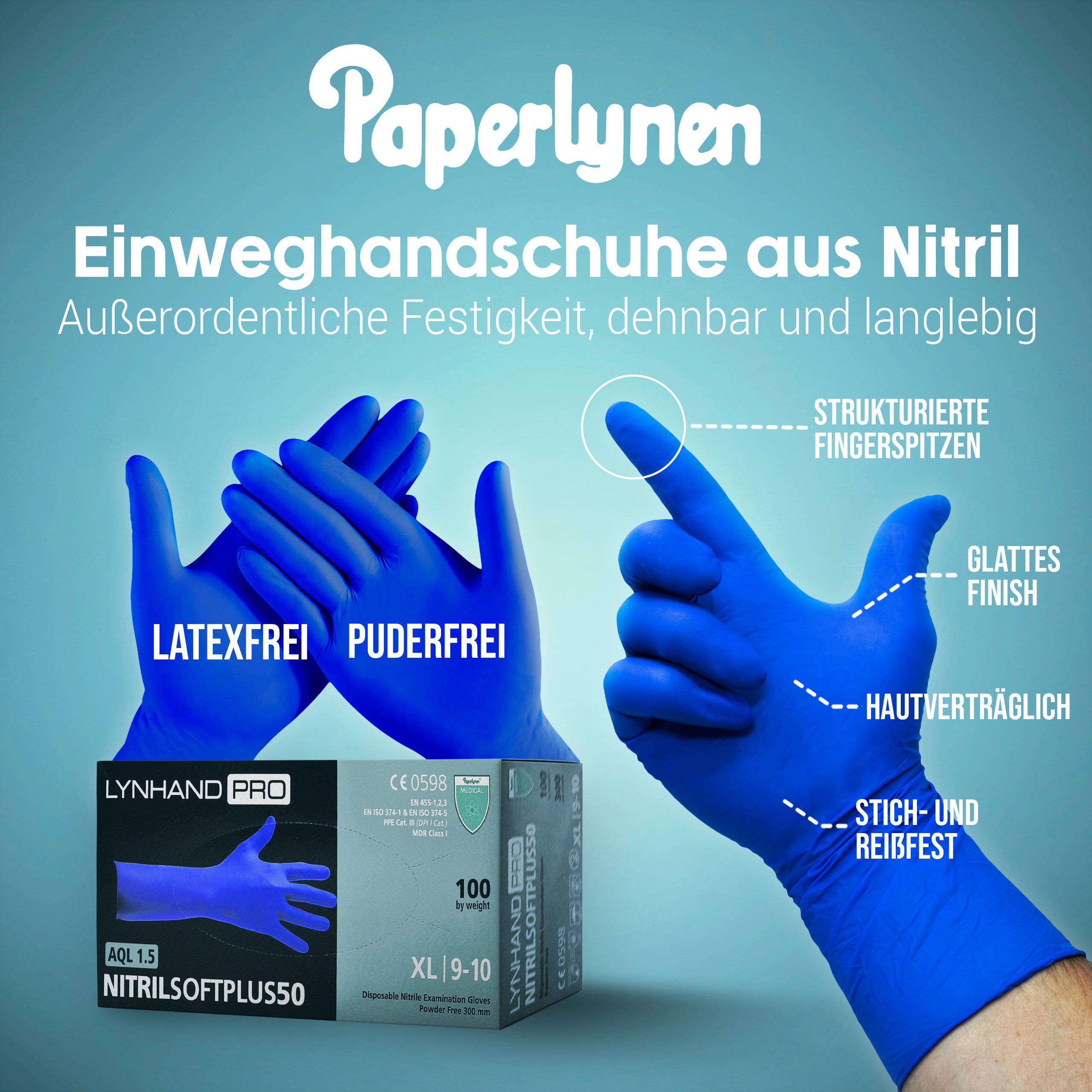 NITRILSOFT PLUS 50 - Nitrilhandschuhe - Größe XL - Spenderbox mit 100 Stück