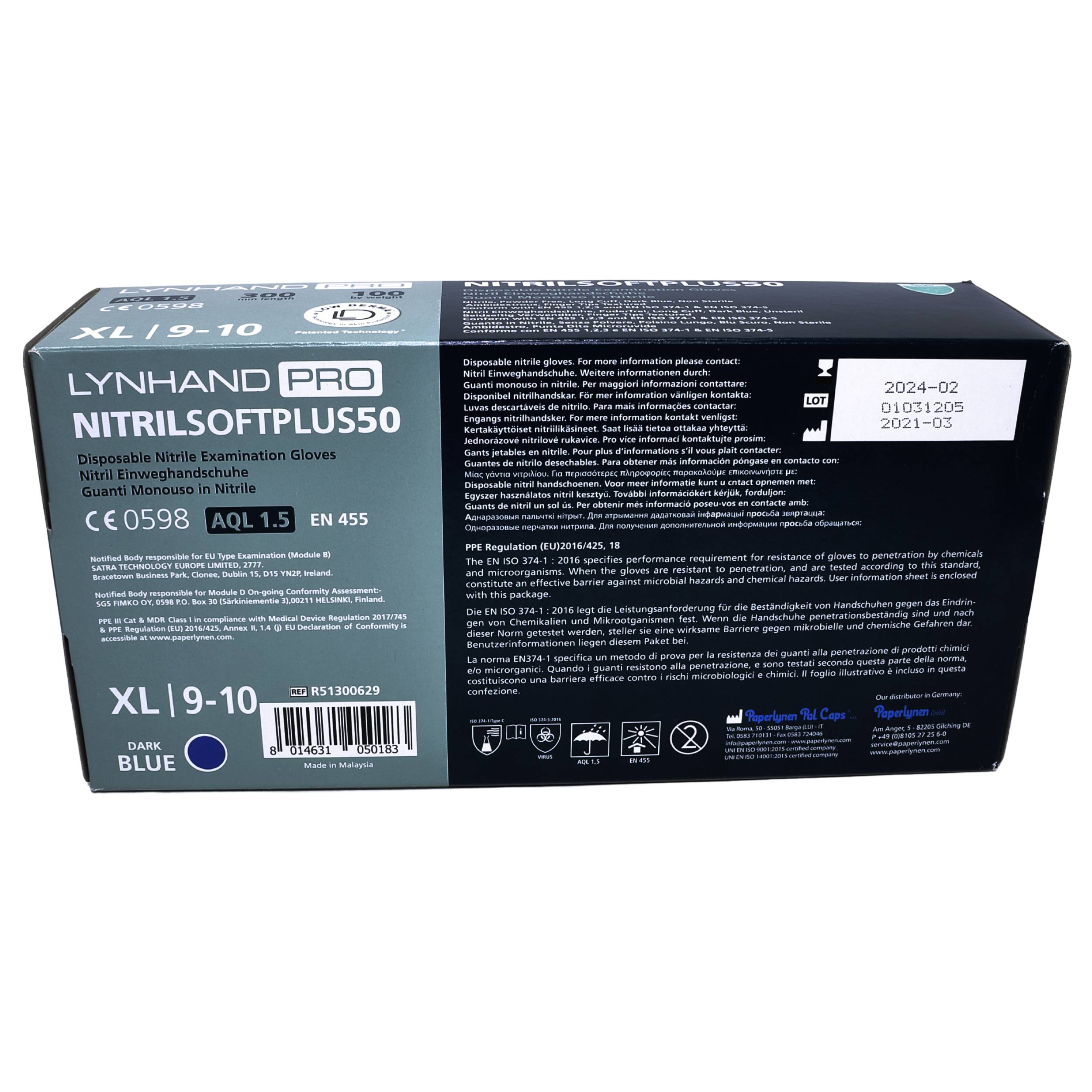 NITRILSOFT PLUS 50 - Nitrilhandschuhe - Größe XL - Spenderbox mit 100 Stück