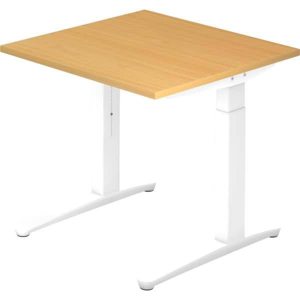Schreibtisch C-Fuß 80x80cm Buche/Weiß