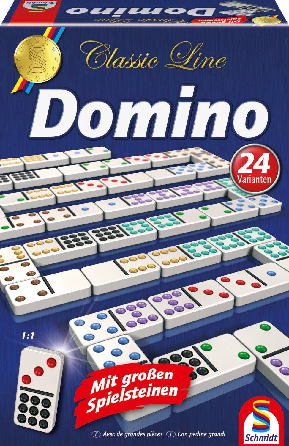Schmidt 49207 - Classic Line: Domino mit großen Spielsteinen Classic Line - mit extra großen Spielsteinen
