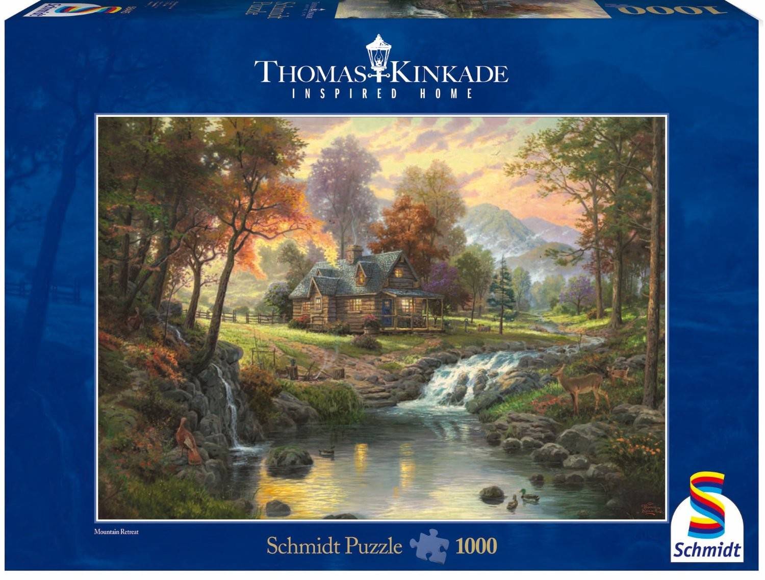 Schmidt 58445 - Thomas Kinkade: Holzhaus am Bach, Puzzle 1000 Teile Mountain Retreat