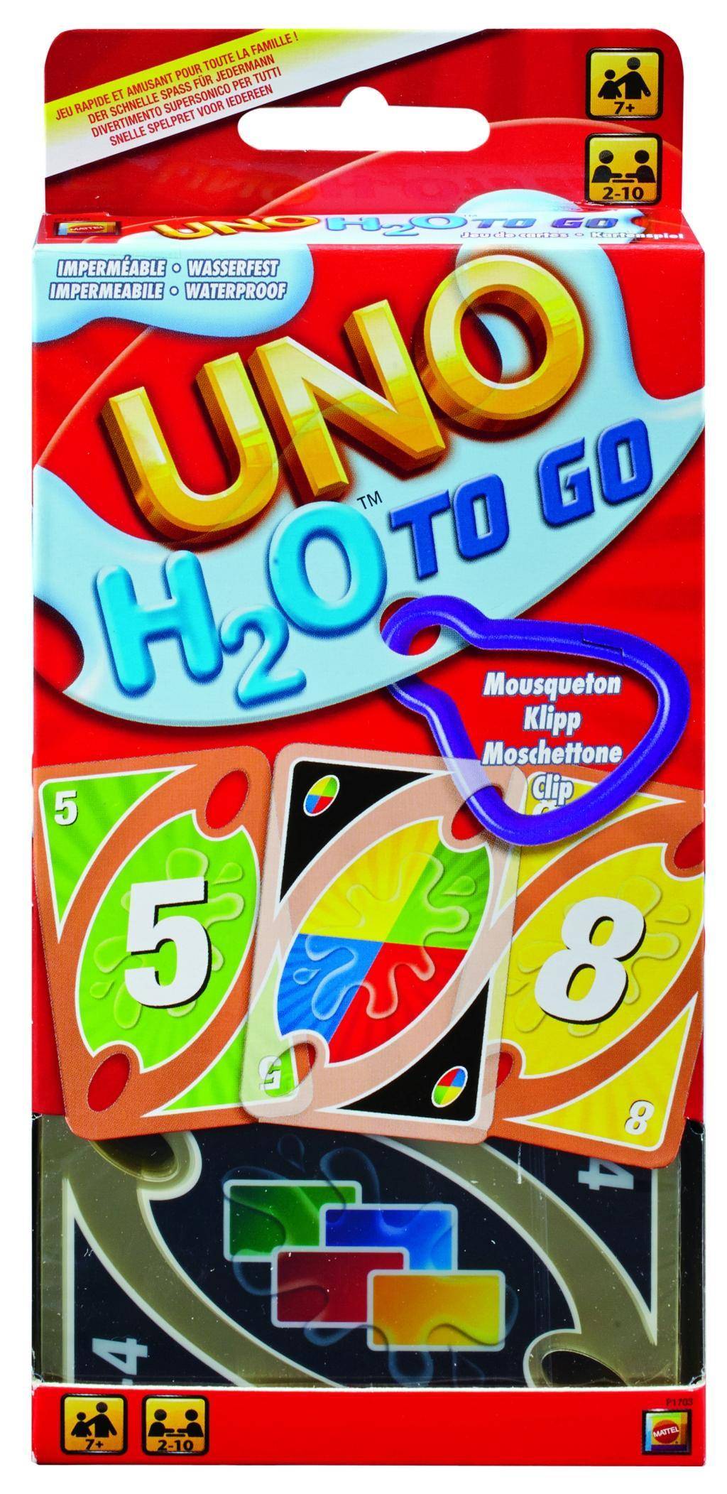 UNO H2O To Go (Kartenspiel) Wasserfeste, transparente Spielkarten