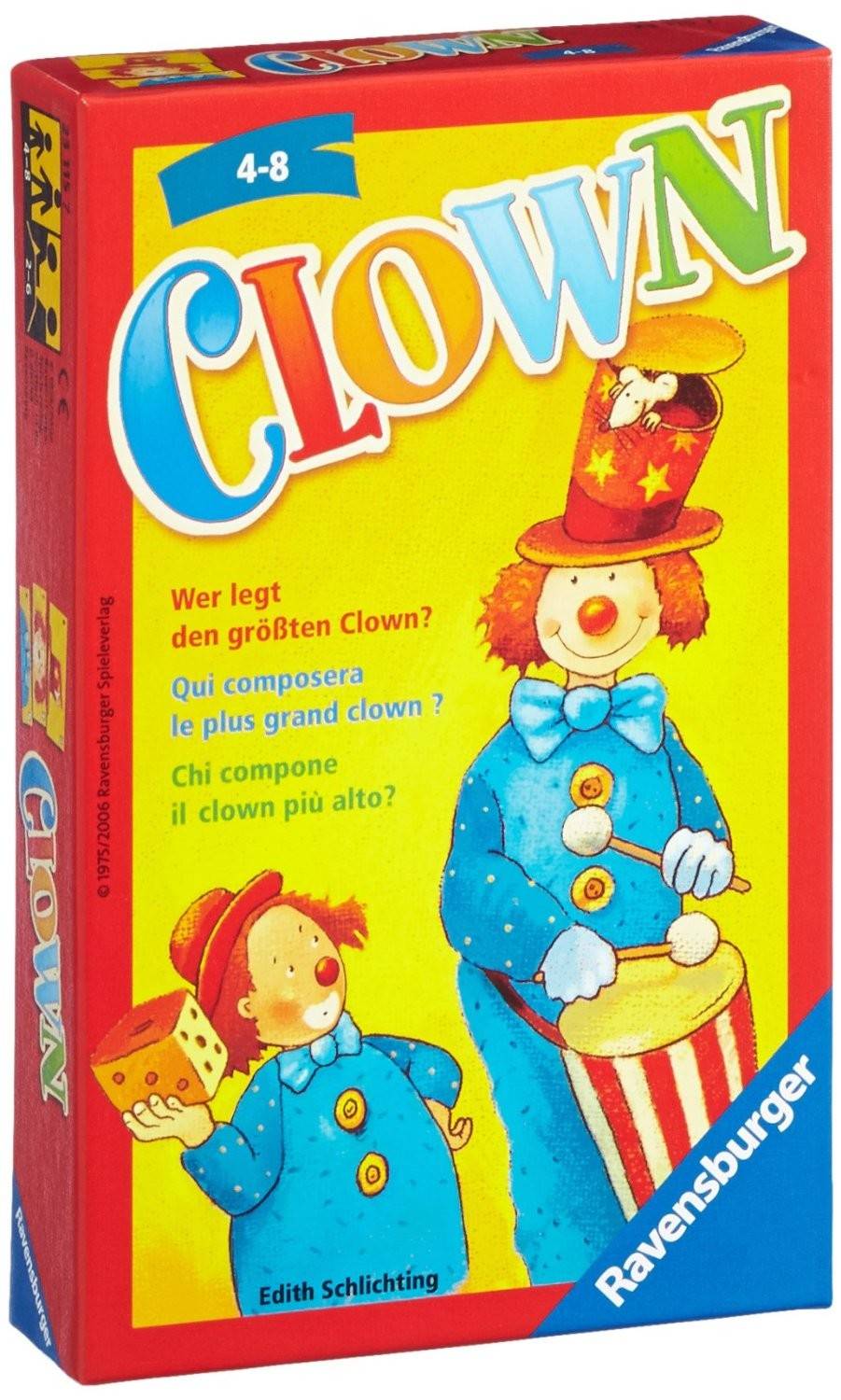Ravensburger 23115 - Clown, Mitbringspiel Wer legt den größten Clown? Ausgezeichnet mit dem Kinderspielpreis 'spiel gut'
