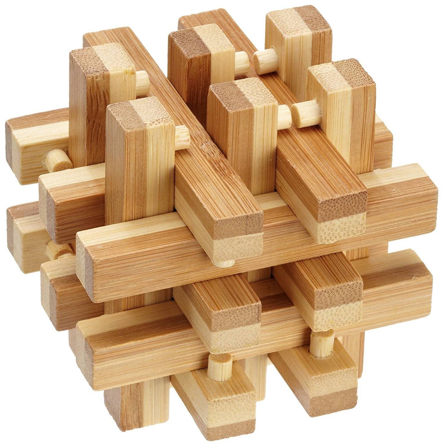 Philos 6059 - Lock Up Puzzle, Bambus Knobelspiel, 18-teilig