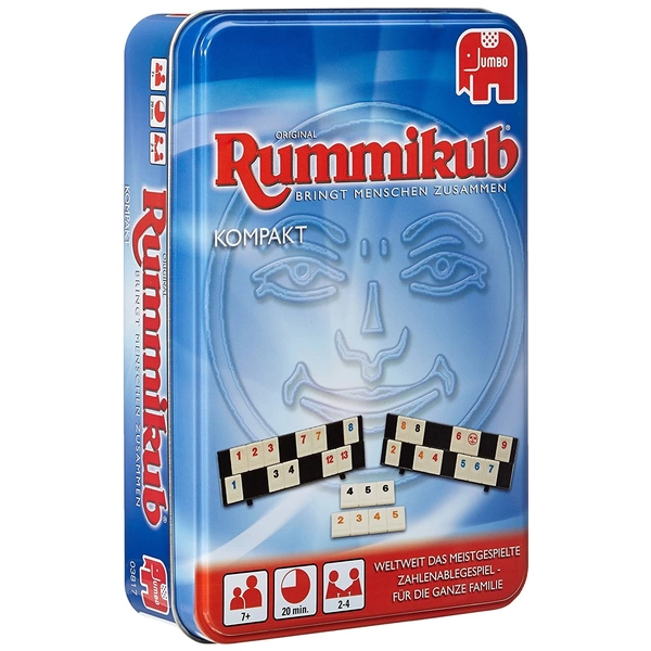 Jumbo 03817 - Original Rummikub Kompakt, Familienspiel, Metalldose Das Spiel, das Menschen zusammen bringt Jumbo 03817 - Original Rummikub Kompakt, Familienspiel, Metalldose Das Spiel, das Menschen zusammen bringt