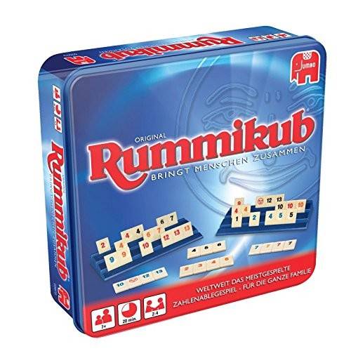 Jumbo 03973 - Original Rummikub, Metalldose, Familienspiel Bringt Menschen zusammen
