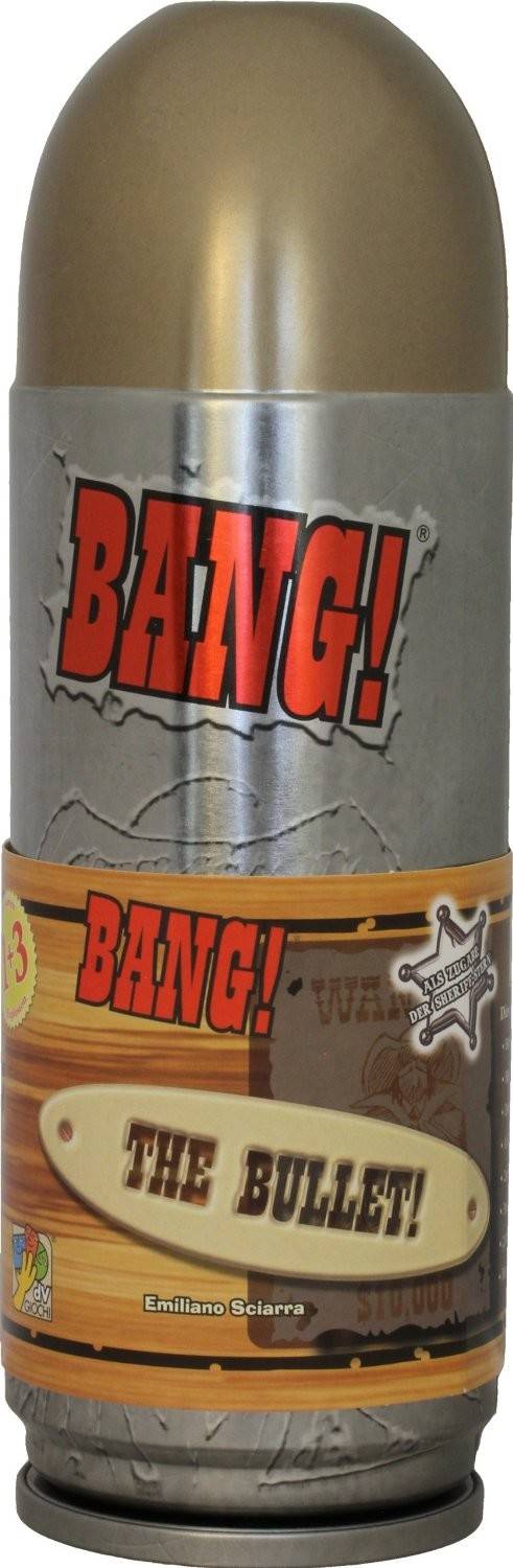 Abacusspiele 69161 - Bang! The Bullet Kartenspiel mit 3 Erweiterungen für 3-8 Spieler, Schmuckverpackung in Patronenform, De Luxe Edition