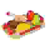 Eichhorn 100003721 - Schneidebrett mit Früchten, Obst aus Holz mit Klettverbindung Motorikspiel aus farbigem Holz, Set mit Holzfrüchten und Holztabl