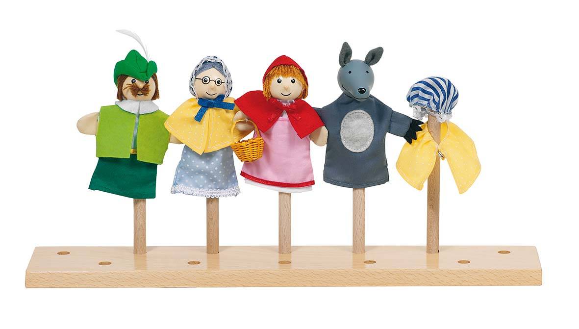 Goki 51898 - Fingerpuppenset Rotkäppchen, Set mit 4 Figuren