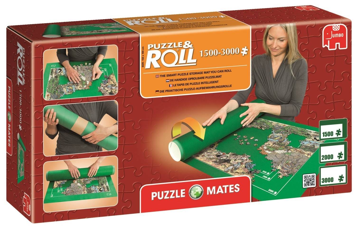 Jumbo 17691 - Puzzle Mates and Roll, Puzzlematte zum Rollen, bis 3000 Teile