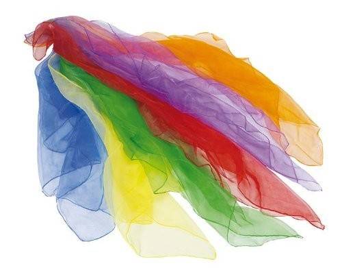 Goki 15382 - Jongliertücher, 6er Set farbige Tücher aus Nylon