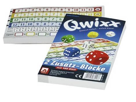 Nürnberger Spielkarten 4016 - Qwixx Ersatz Blöcke, 2 Stück Klassisch einfach - einfach klasse! 2 Zusatzblöcke mit 160 Blatt
