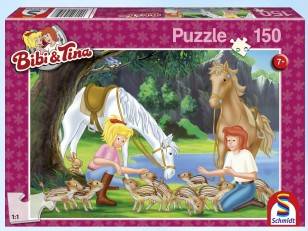 Schmidt 56050 - Bibi & Tina Kinderpuzzle, Am Steinbruch, 150 Teile Puzzle - 150 Teile, Maße: 43 x 29 cm, Bibi & Tina