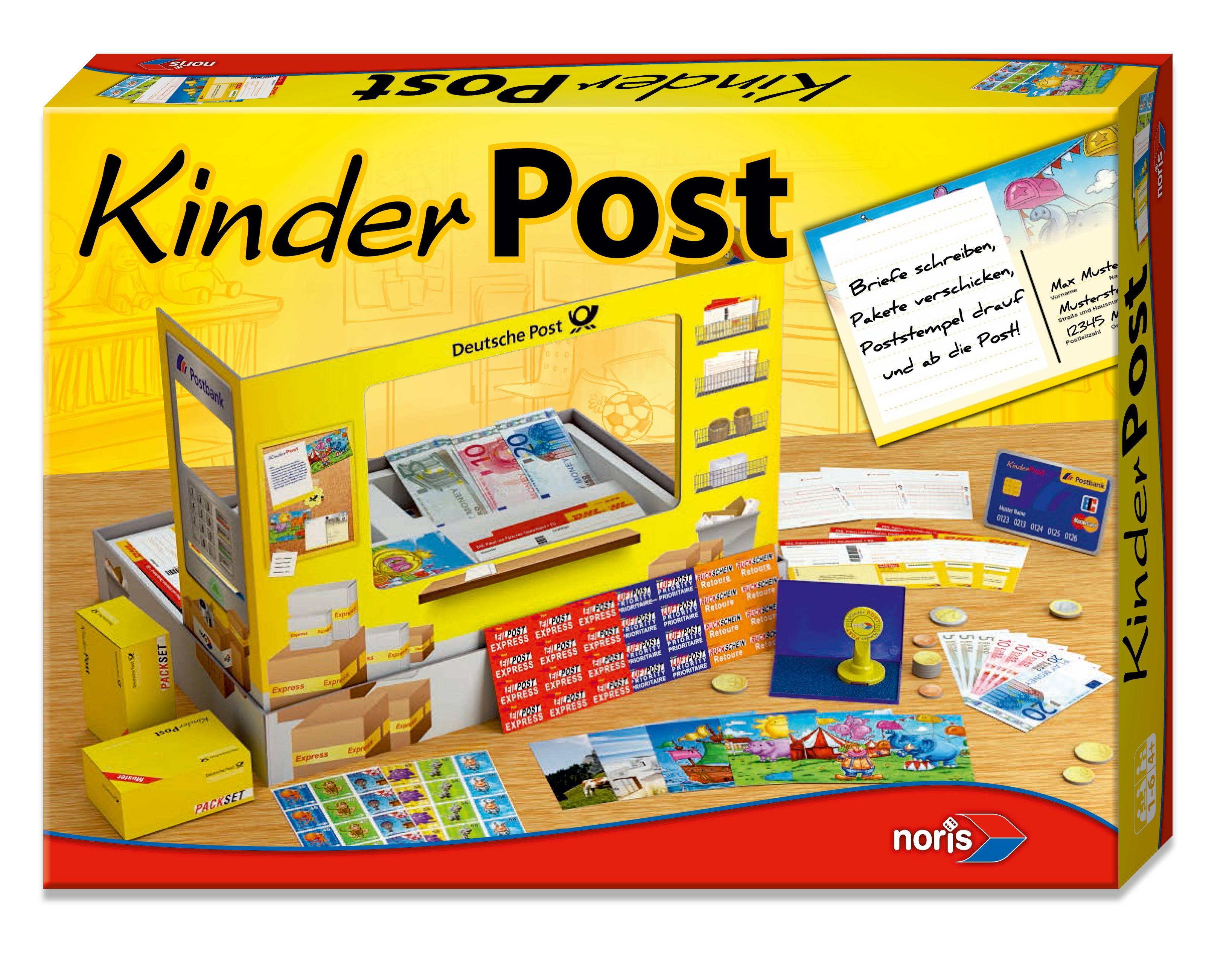 Noris 606011236 - Kinder Post Briefe schreiben, Pakete verschicken, Poststempel drauf und ab geht die Post