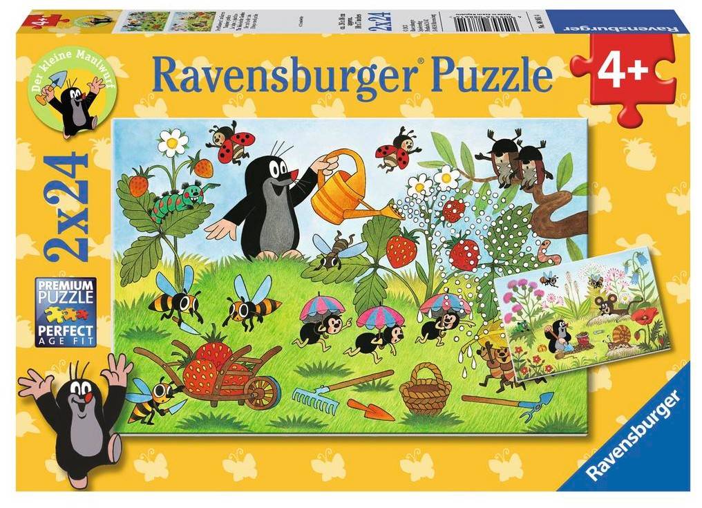 Ravensburger 08861 - Der Maulwurf im Garten, 2 x 24 Teile Puzzle Premium Puzzle, 2 x 24 Teile, Perfect Age Fit, Der kleine Maulwurf