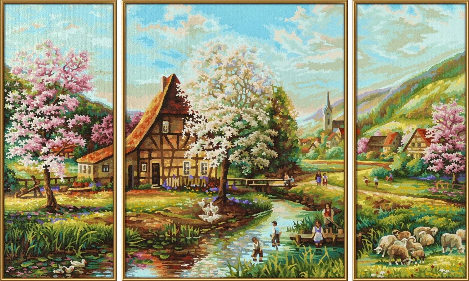 Schipper 609260664 - Malen nach Zahlen Triptychon - Ländliche Idylle, 80 x 50 cm Landleben