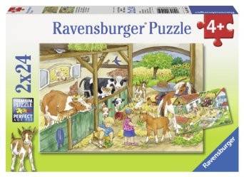 Ravensburger 09195 - Fröhliches Landleben, Puzzle 2 x 24 Teile Premium Puzzle, 2 Motive à 24 Teile, Perfect Age Fit