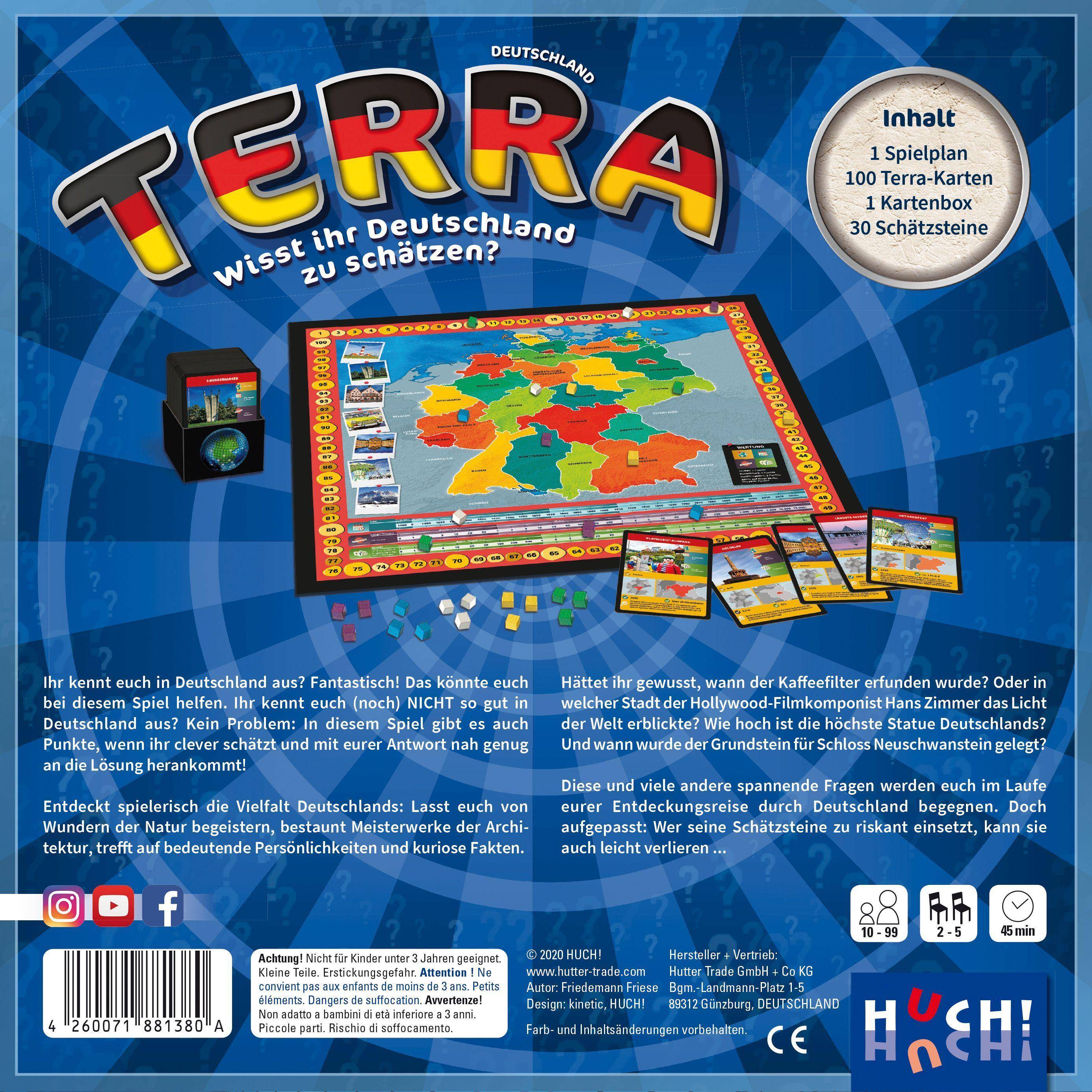 Terra Deutschland (Spiel) Wisst ihr Deutschland zu schätzen?, Spieleranzahl: 2-5, Spieldauer (Min.): 45, Gesellschaftsspiel