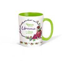 Trötsch Tasse Kranz weiß grün Glück ist eine Uroma wie Dich zu haben Kaffeetasse Teetasse Geschenkidee Geschenk