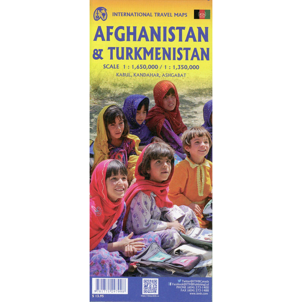 Afghanistan & Turkmenistan International Travel Map