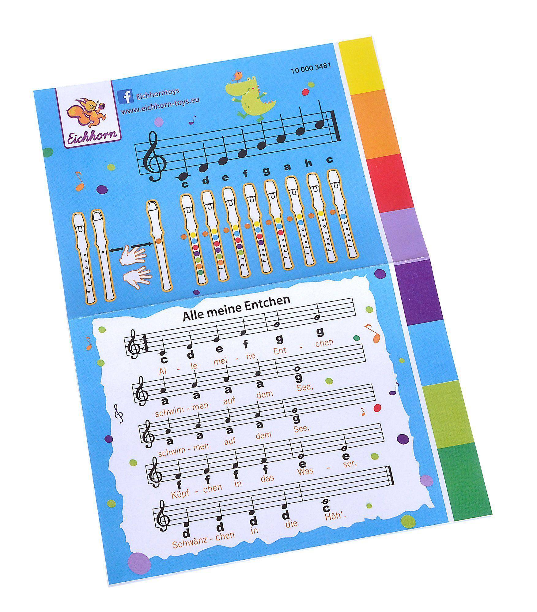 Eichhorn Musik Holzflöte, 32cm bunte Holzflöte mit 7 Löchern, Länge: 32 cm