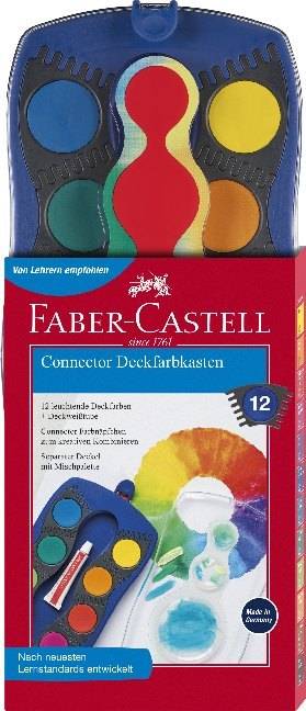 Faber-Castell Farbkasten Connector, blau,12 Farbenplus Deckweiß
