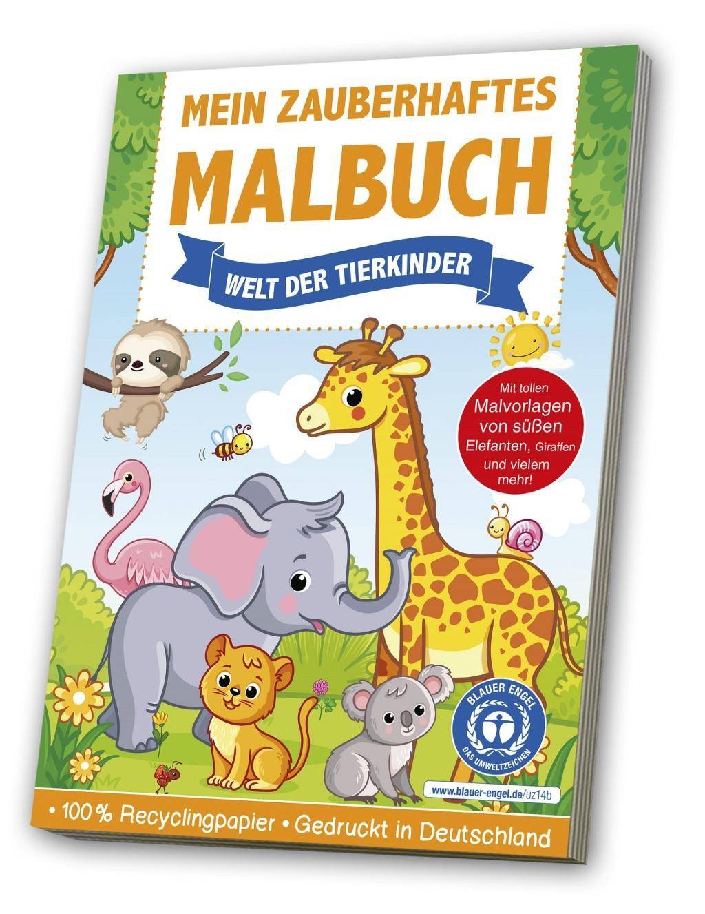 Mein zauberhaftes Malbuch - Welt der Tierkinder Mit tollen Malvorlagen von süßen Elefanten, Giraffen und vielem mehr!
