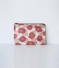 Hanji-Papiertasche Federmäppchen Kosmetiktasche - Rot/Kamelie Aus traditionellem Hanji-Papier mit Reißverschluss