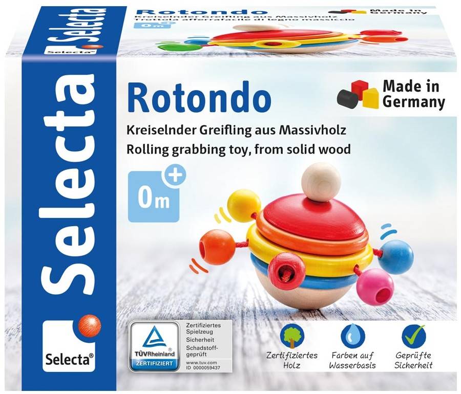 Selecta 61068 - Greifling, Rotondo, Kreisel, Holz, 7,5 cm