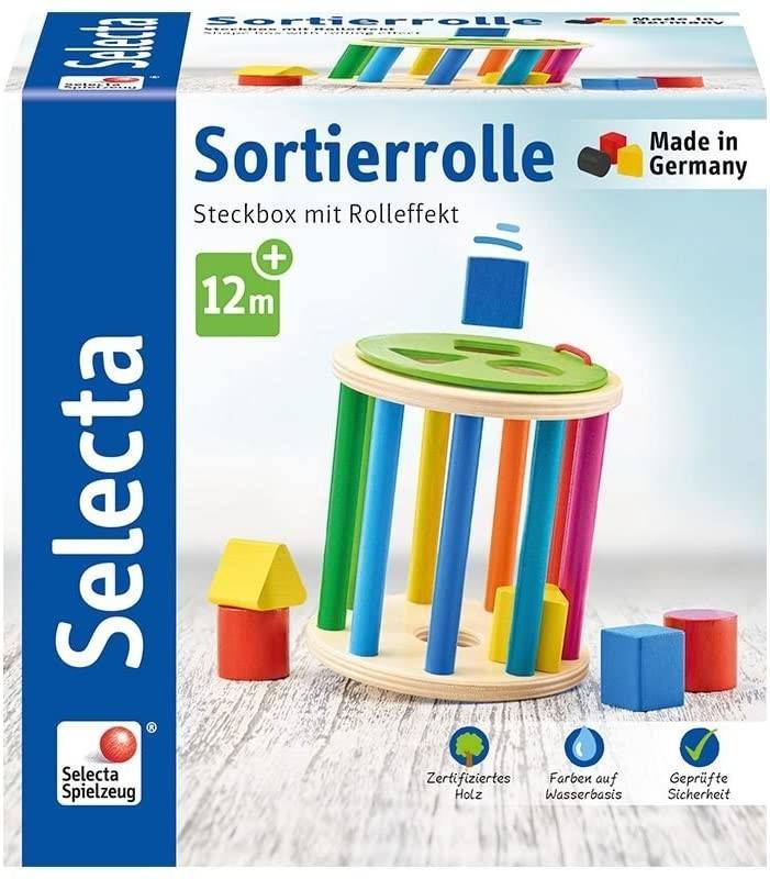 Selecta 62007 - Sortierrolle, Steckbox, Holz, 13 cm Steckbox mit Rolleffekt