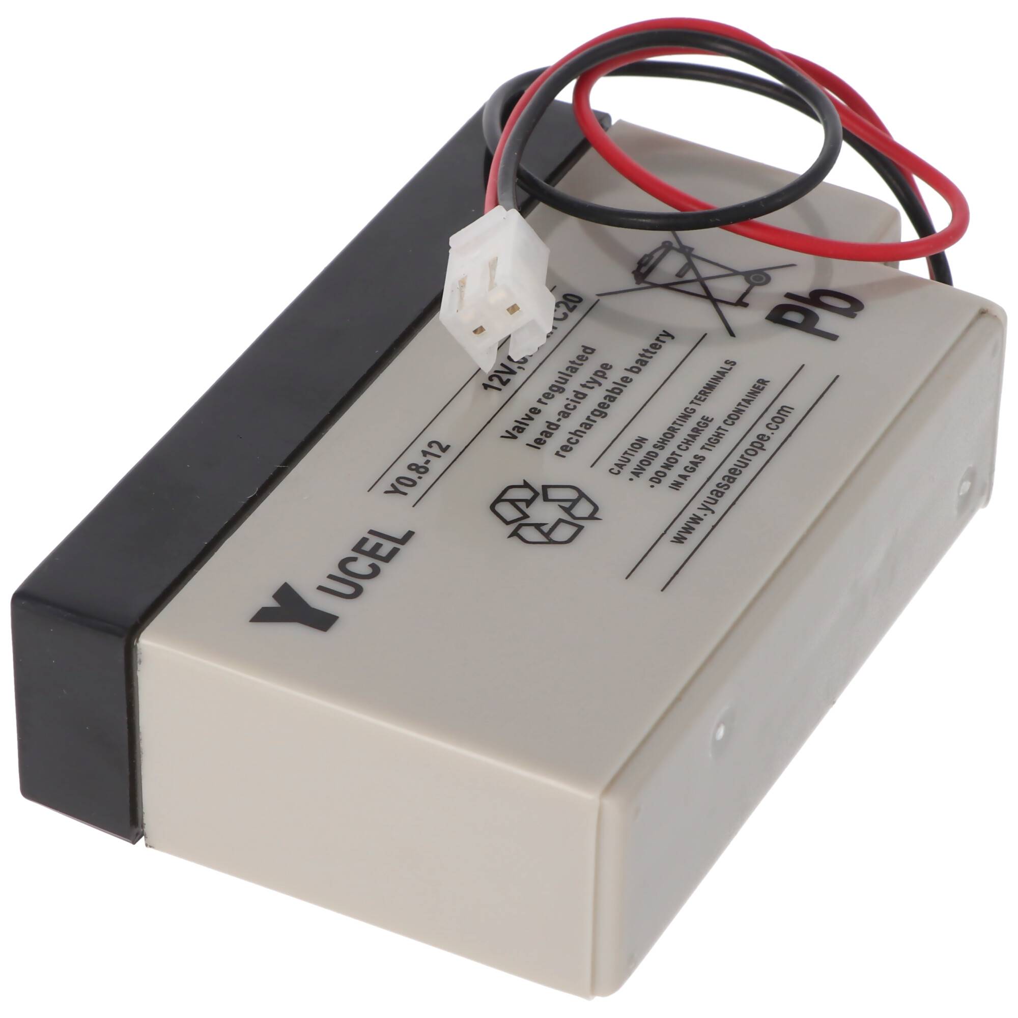 Yucel Y0.8-12 AGM Bleiakku, Yuasa 12V 0,8Ah Akku mit JST-Stecker