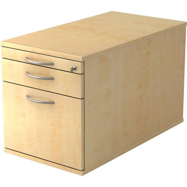 Rollcontainer 80cm 1 Schub 1 Hängeregistratur Schloss Bogengriff Ahorn