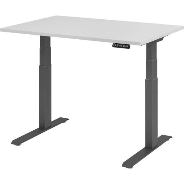 Sitz-Steh-Schreibtisch elektrisch 120x80cm Grau/Silber