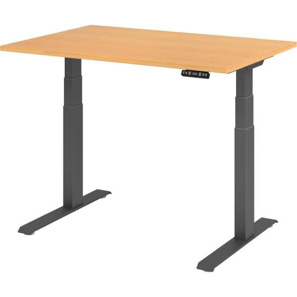 Sitz-Steh-Schreibtisch elektrisch 120x80cm Buche/Silber