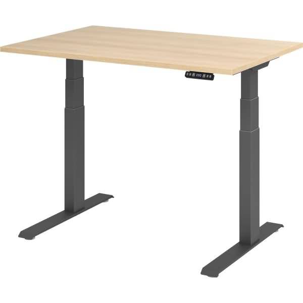 Sitz-Steh-Schreibtisch elektrisch 120x80cm Eiche/Silber