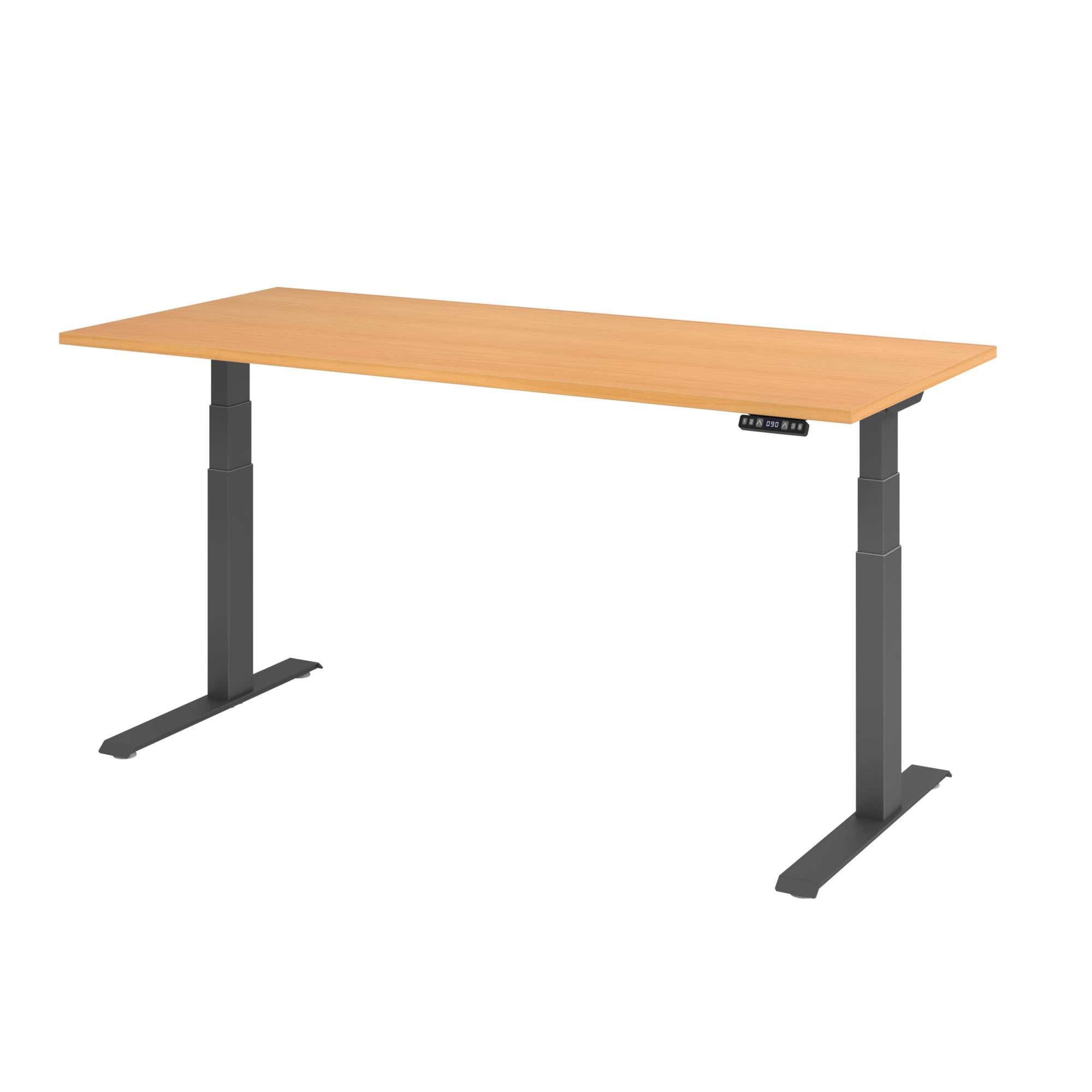 Sitz-Steh-Schreibtisch elektrisch 180x80cm Buche/Silber