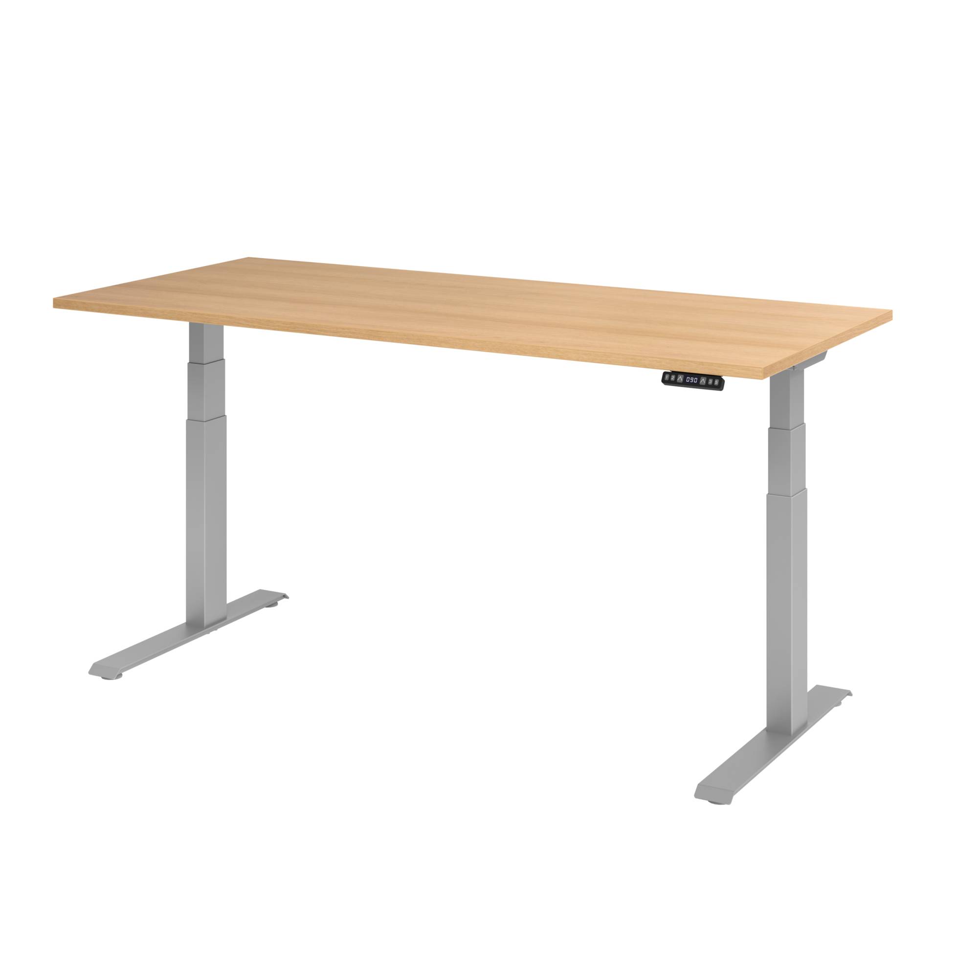 Sitz-Steh-Schreibtisch elektrisch 180x80cm Eiche/Silber
