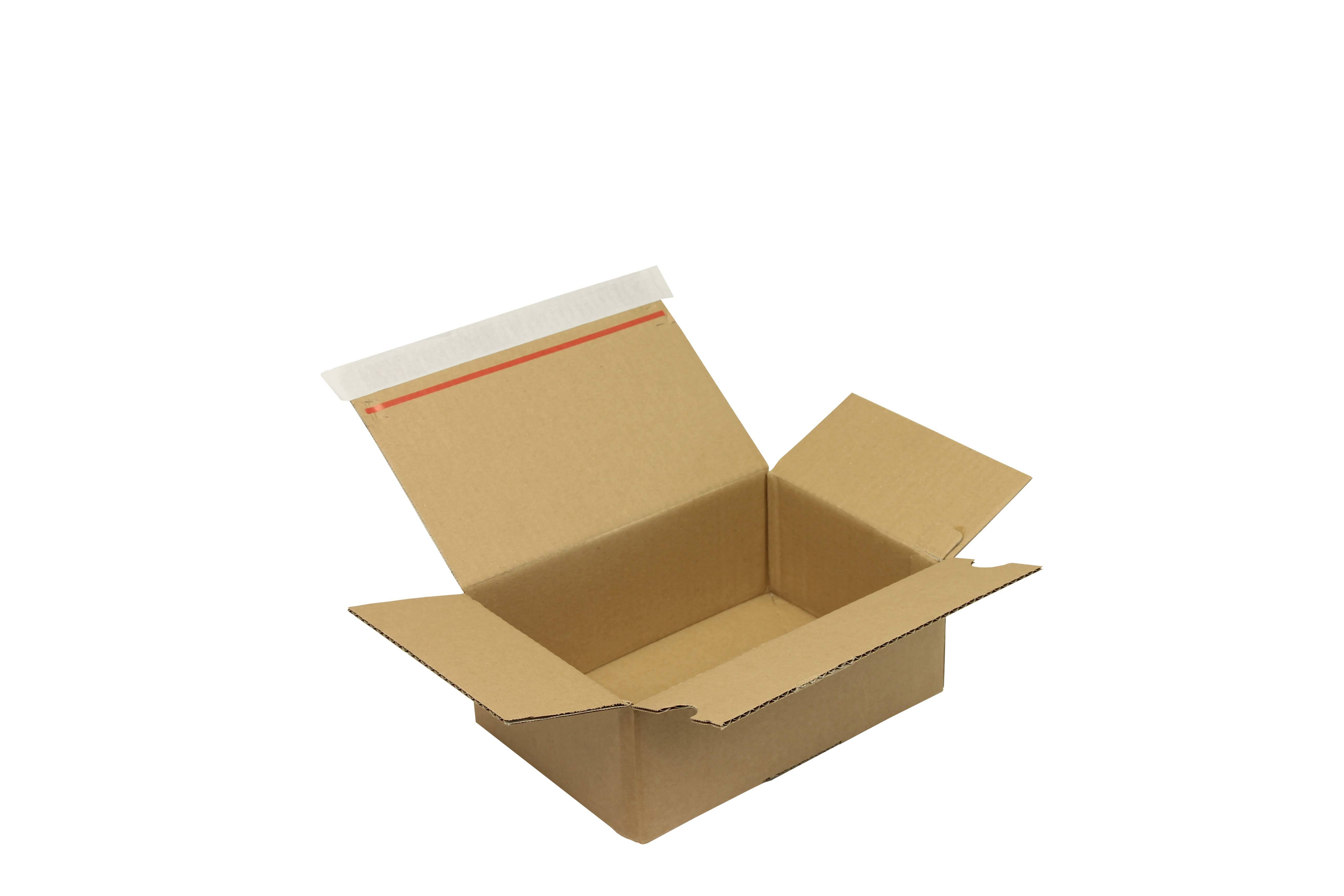 Wellpapp-Faltkarton 1-wellig, 230x160x80mm, A5, Qual.1.2B, braun, Automatikboden