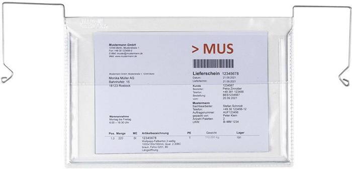 Drahtbügeltasche Maße 165x245mm A5 S.180µ quer m.Klappe PVC-Weichfolie TRANSPAK