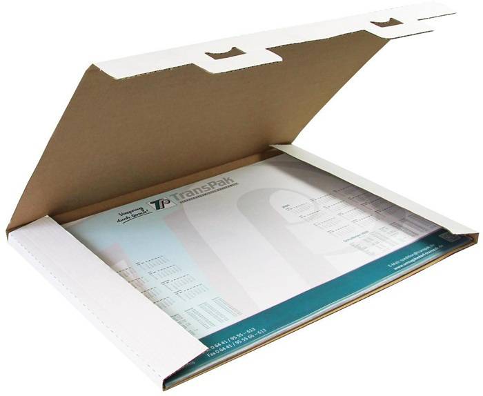 Kalenderverpackung 1-wellig Maße 605x427x15mm A2 Qualität 1.3B weiß TRANSPAK