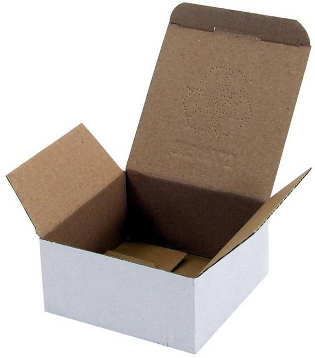 Faltschachtel 1-wellig Automatikboden Maße 118x118x56mm Qualität 1.1E weiß