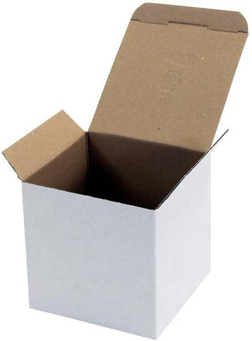 Faltschachtel 1-wellig Automatikboden Maße 118x118x115mm Qualität 1.1E weiß