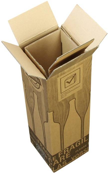 Flaschenkarton PTZ 2-wellig Maße 107x107x390mm Qualität 2.3BC braun postgeprüft